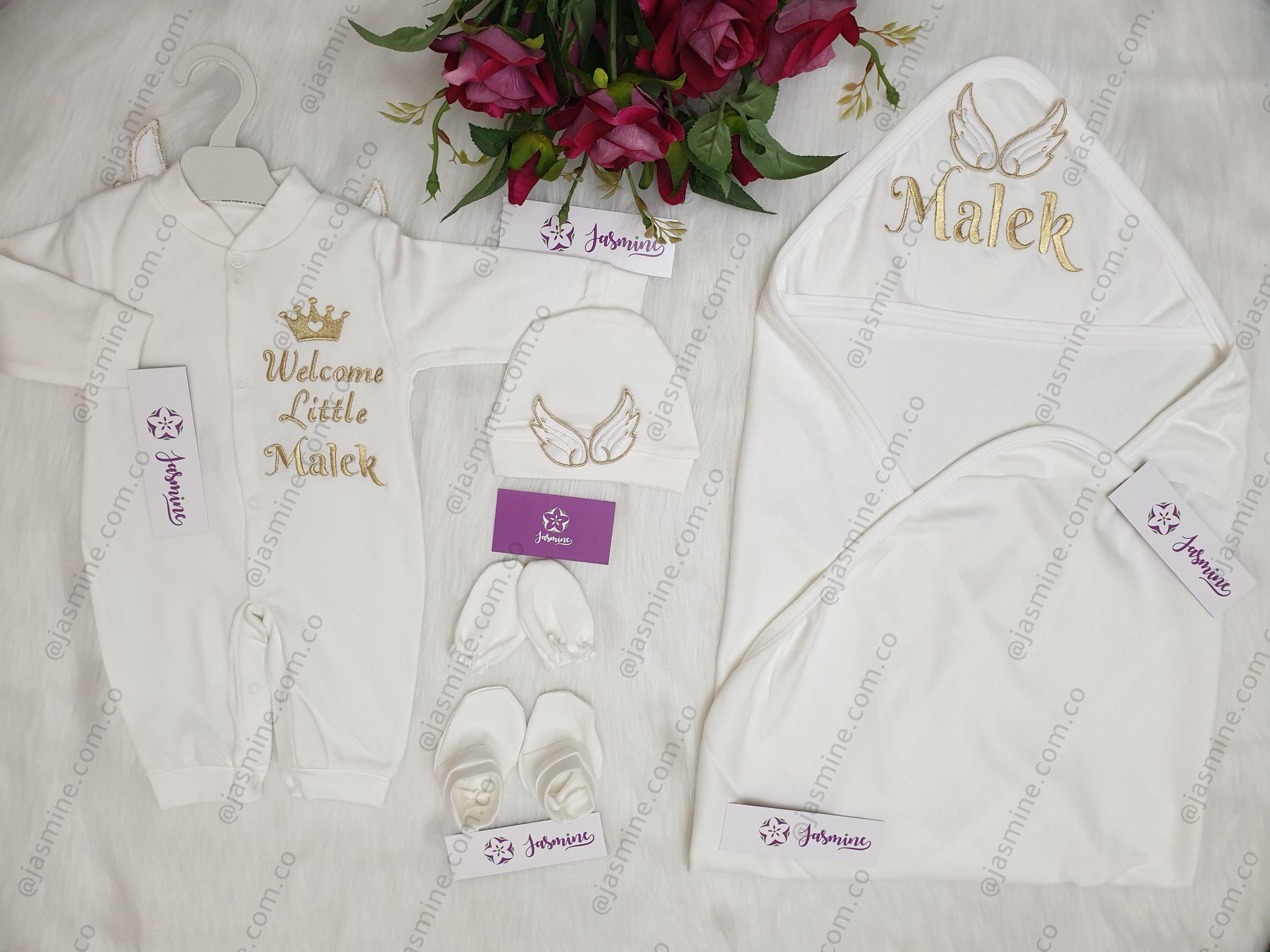 طقم قطن ٦ قطع : اسم مالك welcome little Malek - الصورة 2