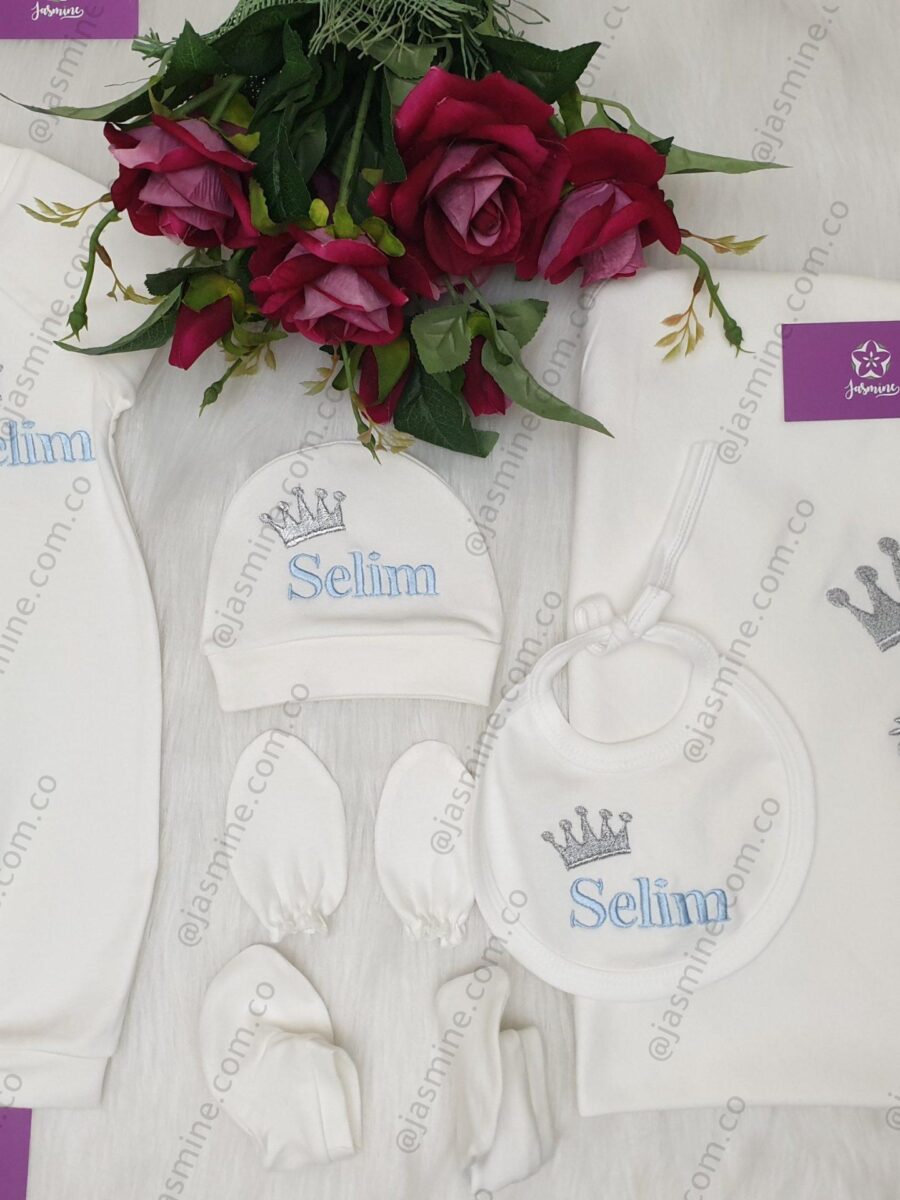 طقم قطن ٦ قطع : اسم سليم Selim  "Welcome our prince "