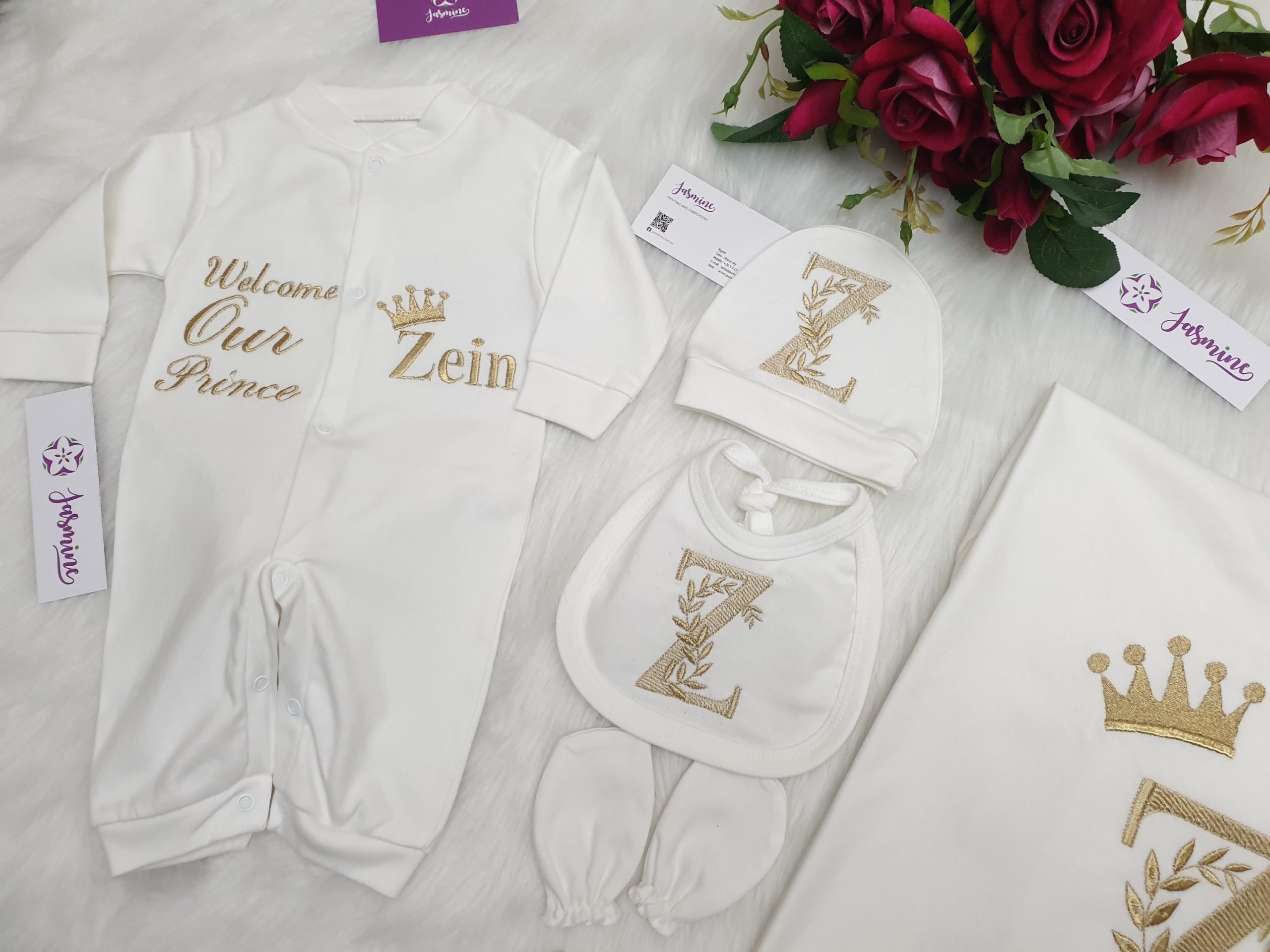 طقم قطن ٦ قطع : اسم زين Zein" welcome welcome our prince" - الصورة 2