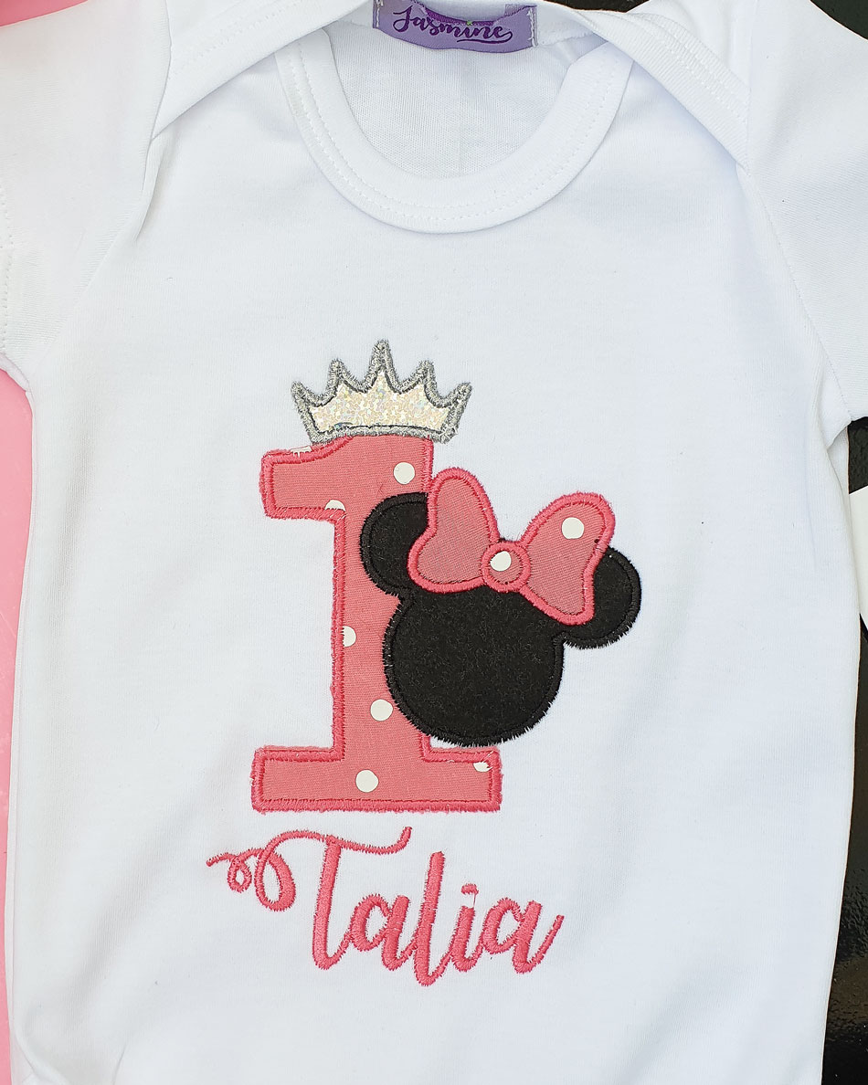 بودي سوت عيد ميلاد تاليا Talia تصميم Minnie Mouse طباعة وتطريز