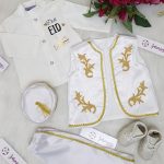 بدلة مولود 5 قطع قطن, قميص وفيست وبنطلون وطاقية وشوز (سليم selim) customized baby set 5 pieces