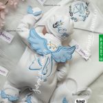 طقم مولود 6 قطع ميلتون شتوي اسم إياد وتصميم أجنحةسماوي baby set MILTON embroidery name Eyad