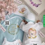 طقم مولود 6 قطع قطن بيور اسم سند احمد sanad ahmed وتصميم اسد
