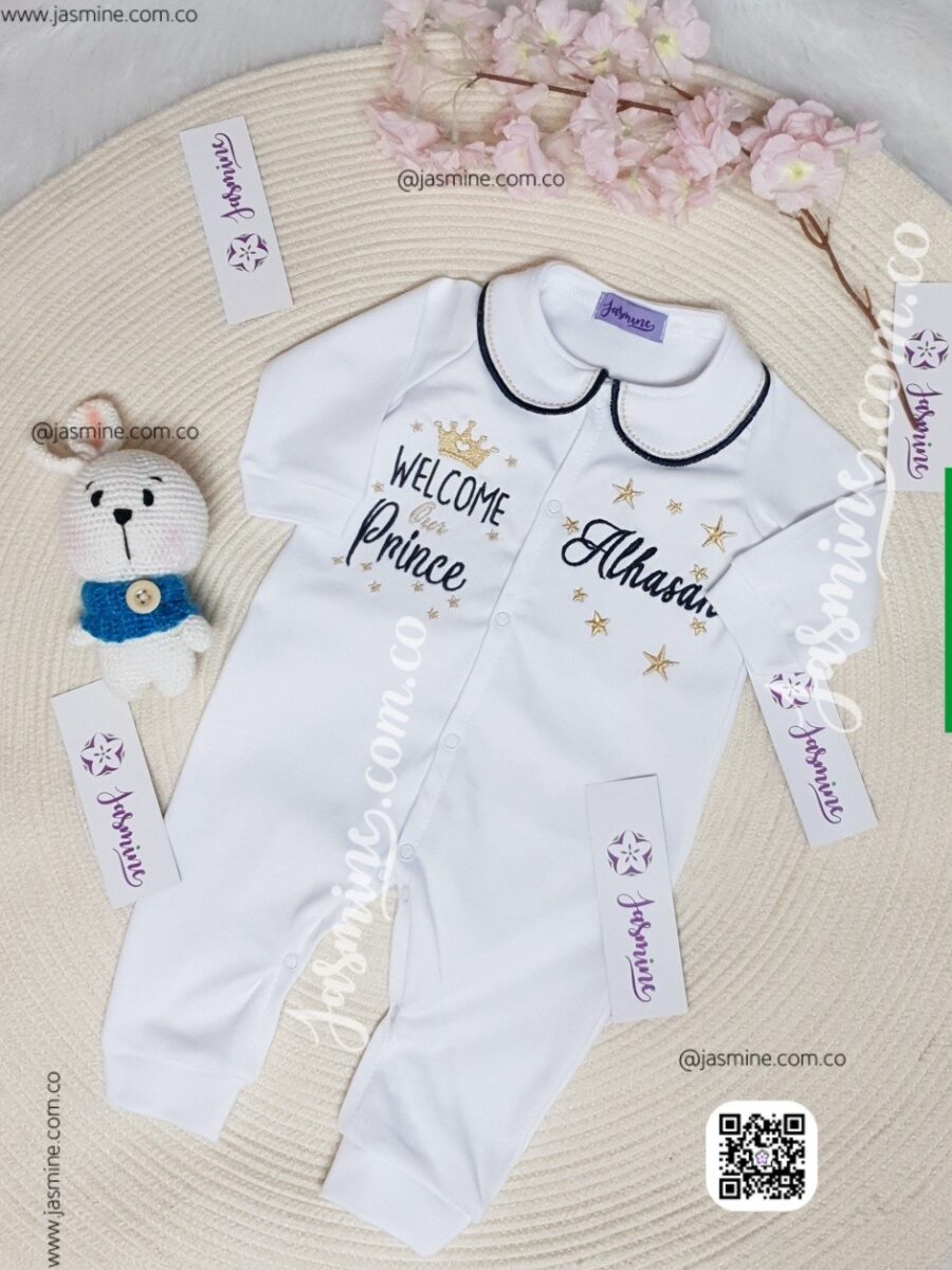 افرول مُصنع بالاسم سالوبيت اسم (الحسن Alhasan) jumpsuit cotton baby clothes welcome our prince