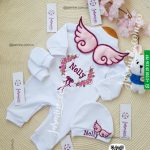 طقم مولود 3 قطع قطن اسم نيللي ثيم فراشات cotton set baby clothes