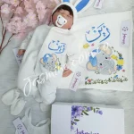 طقم استقبال مولود 6 قطع قطيفة شتوي (زين Zain) تصميم فيل