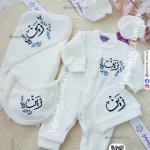 طقم استقبال مولود 6 قطع قطيفة شتوي (زين Zain) تصميم ورد