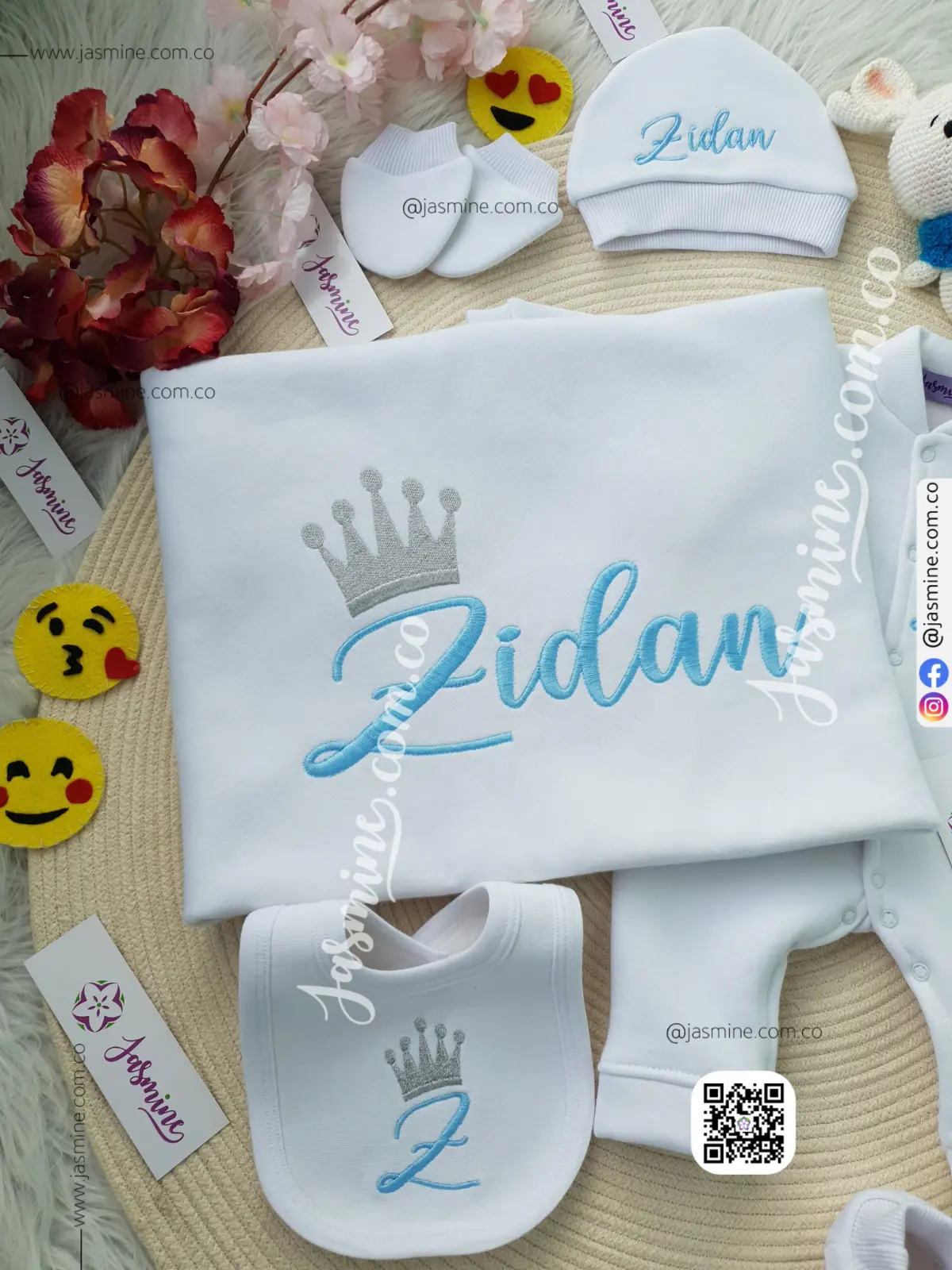 طقم ميلتون قطن استقبال مولود تطريز 6 قطع شتوي ( زيدان Zidan ) تاج (2)