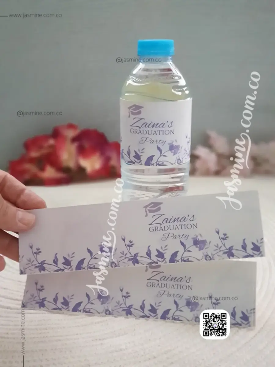 ملصقات تغليف زجاجات المياه وتوزيعات تخرج المواليد (زينة) tags water bottle packaging