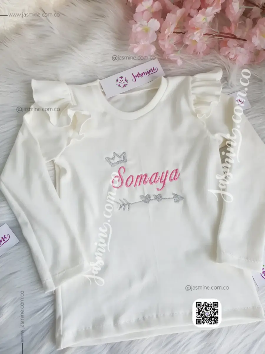 تيشرت بناتي تطريز خريفي سمر ميلتون (SOMAYA سمية )