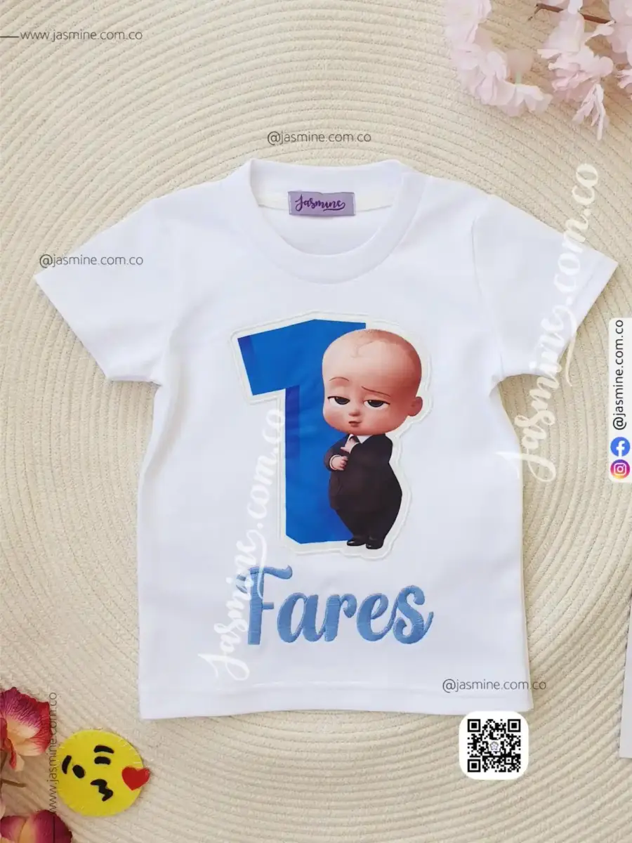 تيشرت عيد ميلاد تصميم The Boss Baby طباعة باسم فارس fares