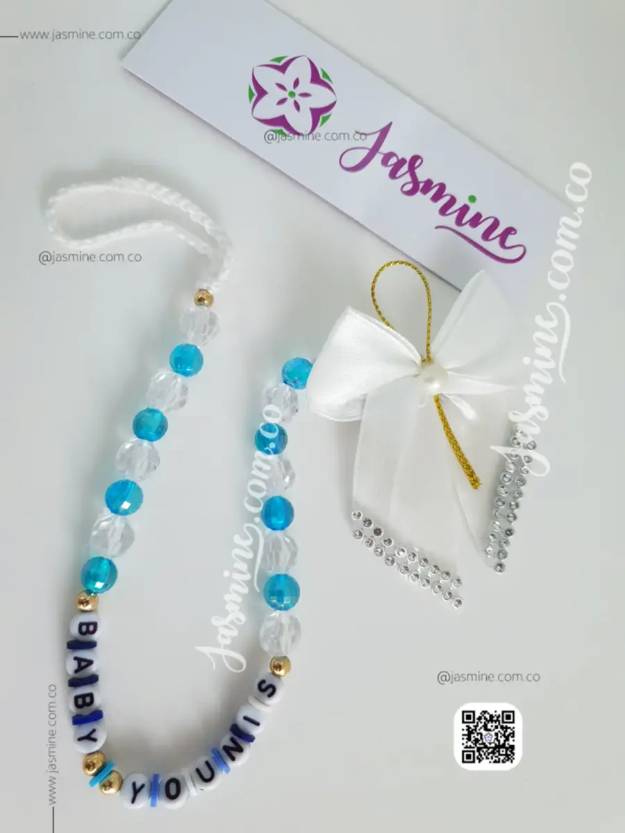 سلسلة لهاية بيبي مولود بنت مع اسم المولود (يونس ) baby pacifier clips Name