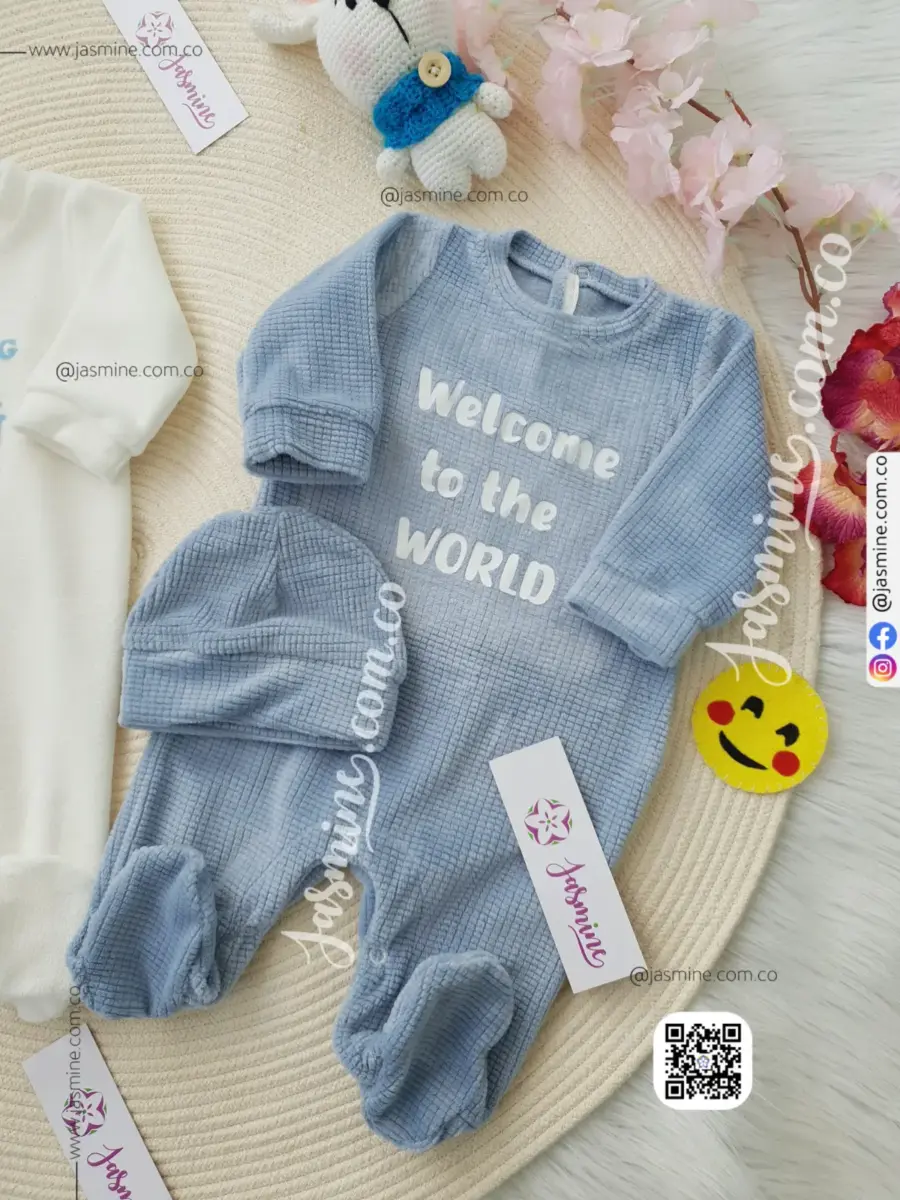 سالوبيت خامة قطيفة مخمل شتوي طباعة حرارية تصميم WELCOME TO THE WORLD