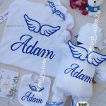 طقم استقبال مولود 6 قطع قطن بيور (آدم ADAM) جناحات بارزة
