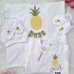 طقم استقبال مولود 6 قطع قطن بيور (أنس ANAS) تصميم أناناس لطيف